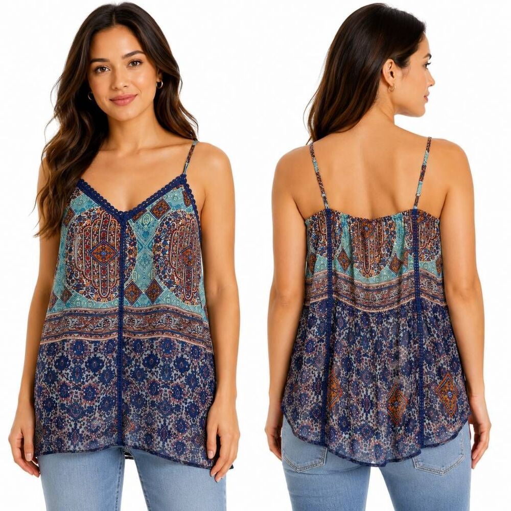 Collective Concepts Large Boho Chiffon Cami Tank Top